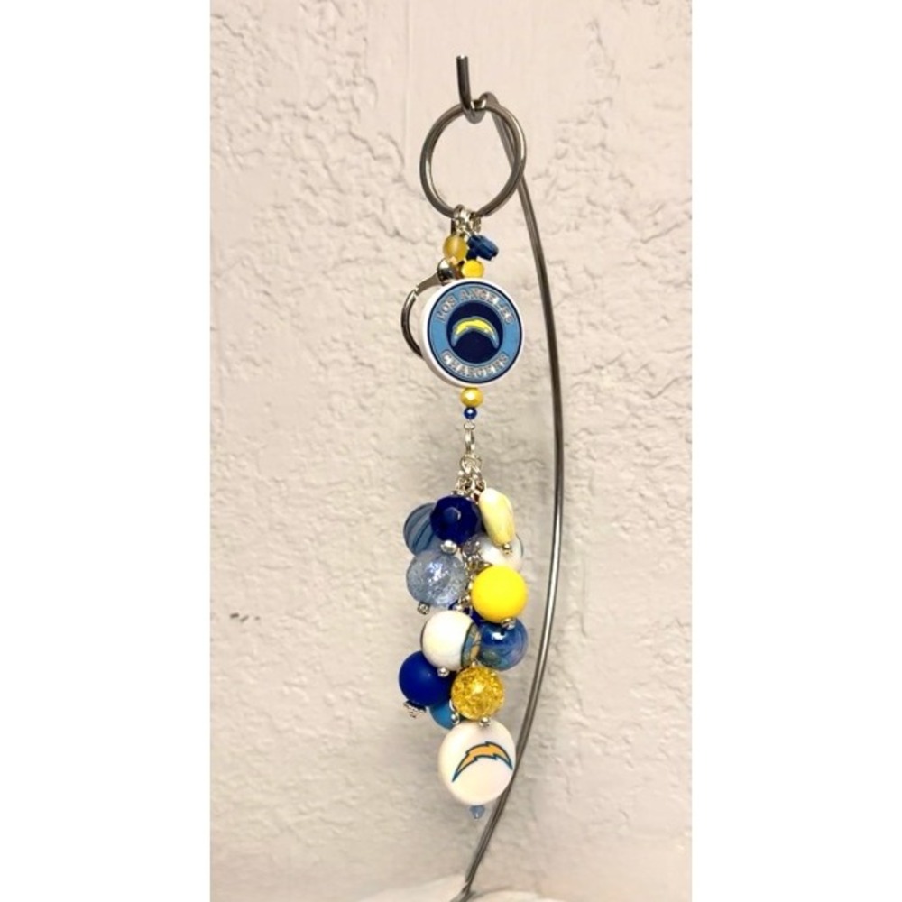 Los Angeles Chargers Inspired Beaded Keychain/Purse Charm